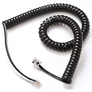 Single Telephone Headset Cord 6 ft Spiral Cord Universally Compatible, Black