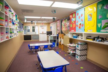 Arts and crafts area of a Brighten Academy Preschool classroom