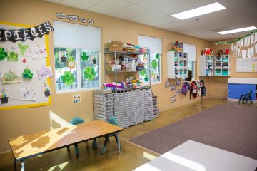 Brighten Academy Preschool classroom with lots of arts and crafts supplies