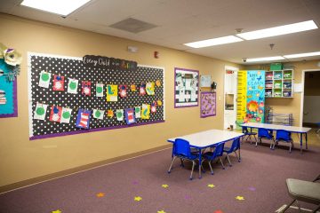 Brighten Academy Preschool classroom with wall art titled Every Child is an Artist