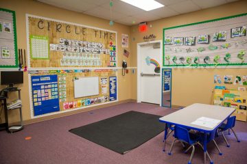 Circle time area of a Brighten Academy Preschool classroom
