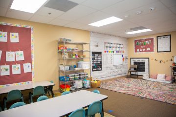 Colorfully decorated Brighten Academy Preschool classroom